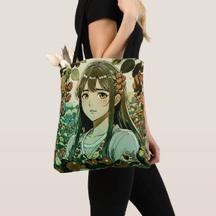 The girl with cherry fruits - Modern illustration Tote Bag