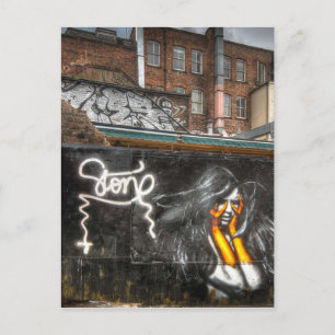 The Girl with Orange Gloves, Shoreditch Graffiti Postcard