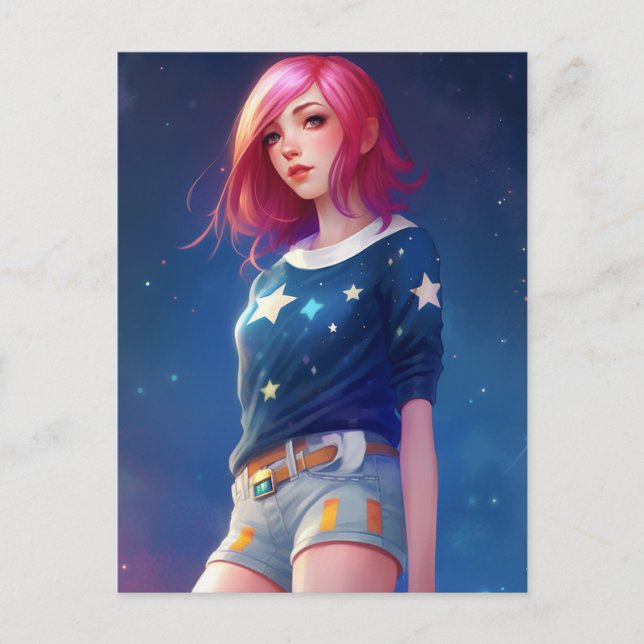 The Girl With Stars on Her Shirt Postcard (Front)