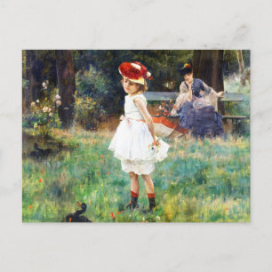 The Girl with the Ducks by Alfred Stevens Postcard