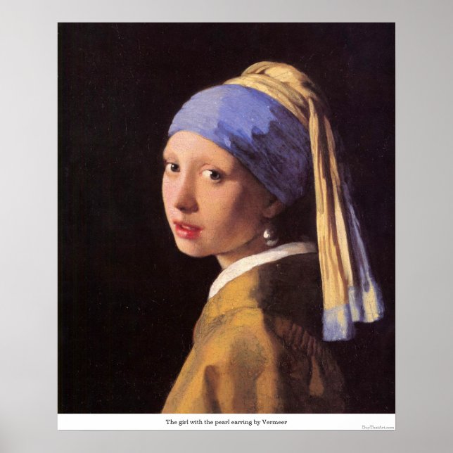 The girl with the pearl earring by Vermeer Poster (Front)
