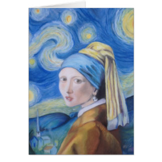 The girl with the pearl earring on a starry night.