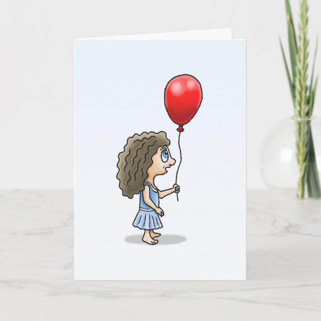 The Girl with the Red Balloon Birthday Card (Front)