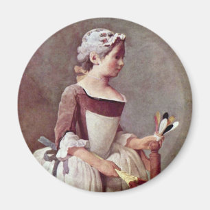 The Girl With The Shuttlecock By Chardin Jean-Bapt Magnet