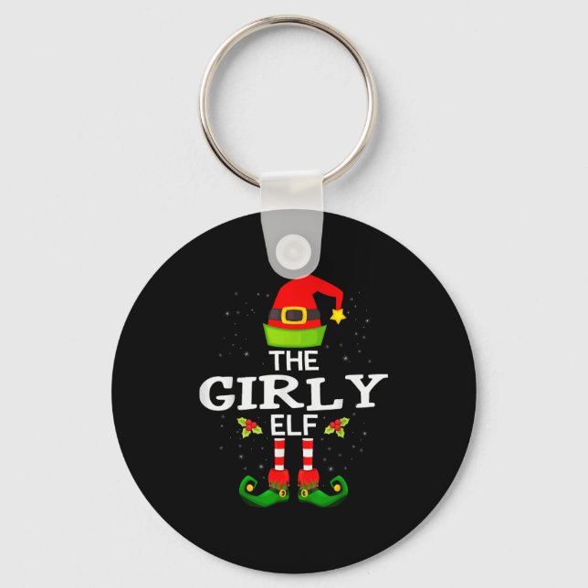 The Girly Elf Christmas Family Matching Pajama  Key Ring (Front)