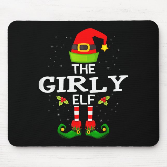 The Girly Elf Christmas Family Matching Pajama  Mouse Mat (Front)