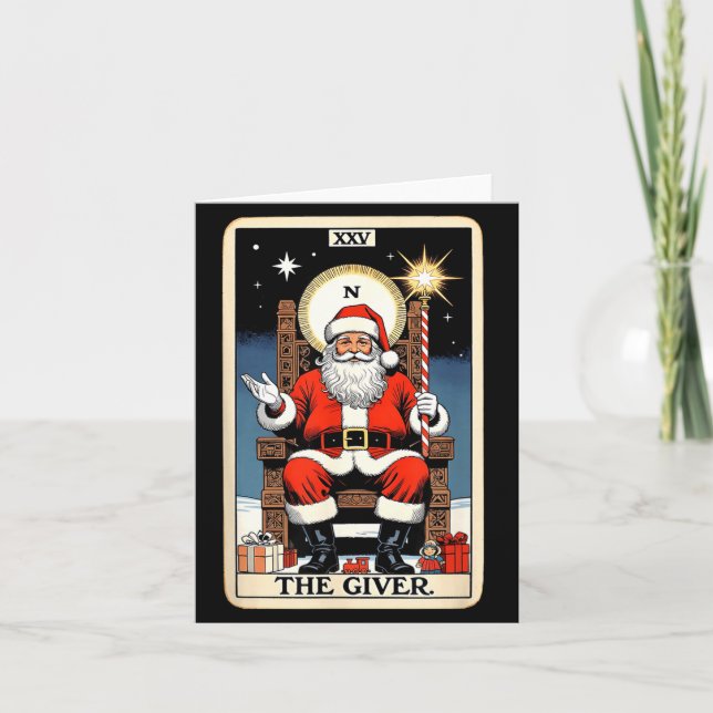 The Giver Santa Tarot Card Style Christmas Graphic (Front)