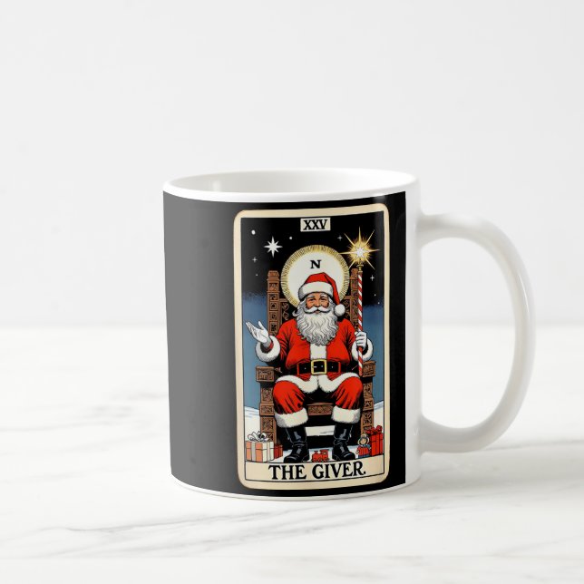 The Giver Santa Tarot Card Style Christmas Graphic Coffee Mug (Right)