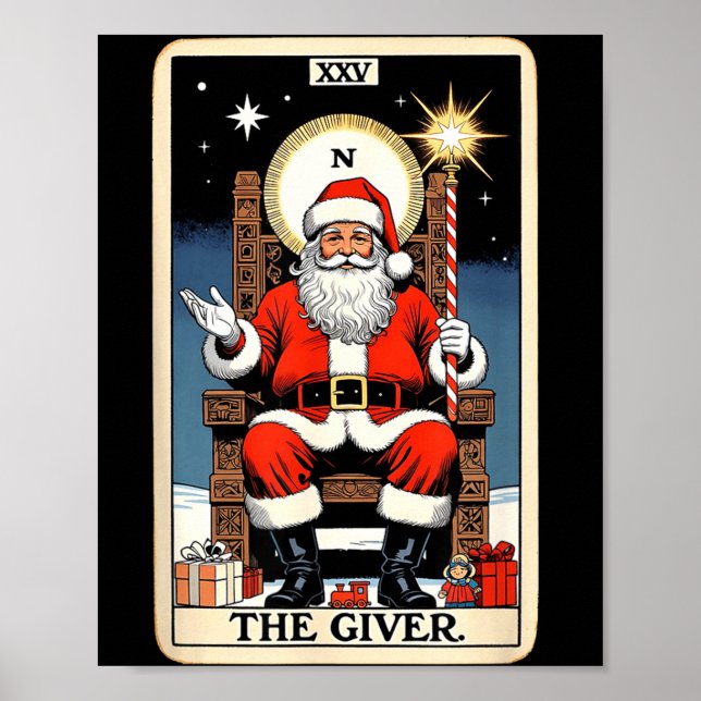 The Giver Santa Tarot Card Style Christmas Graphic Poster (Front)