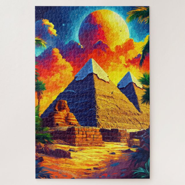 The Giza pyramid complex. Cairo, Egypt. Jigsaw Puzzle (Vertical)