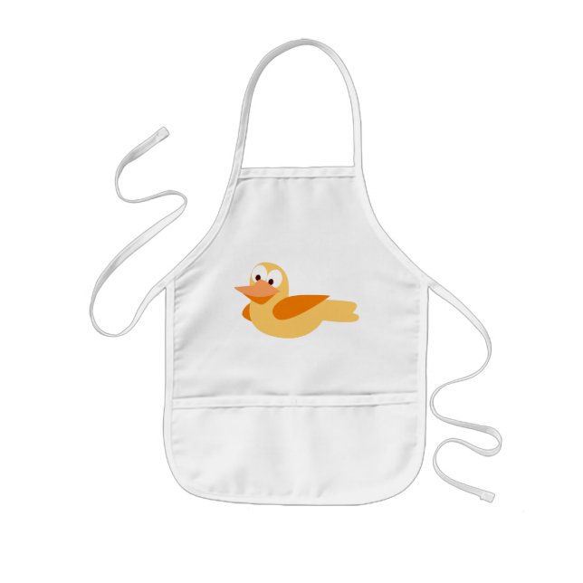 The glad and funny duck flying kids apron (Front)