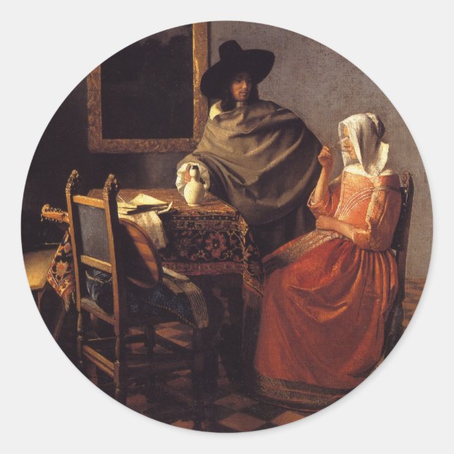 The Glass of Wine Classic Round Sticker (Front)