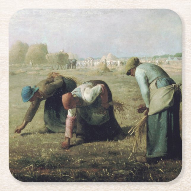The Gleaners, Jean-Francois Millet, 1857 Square Paper Coaster (Front)