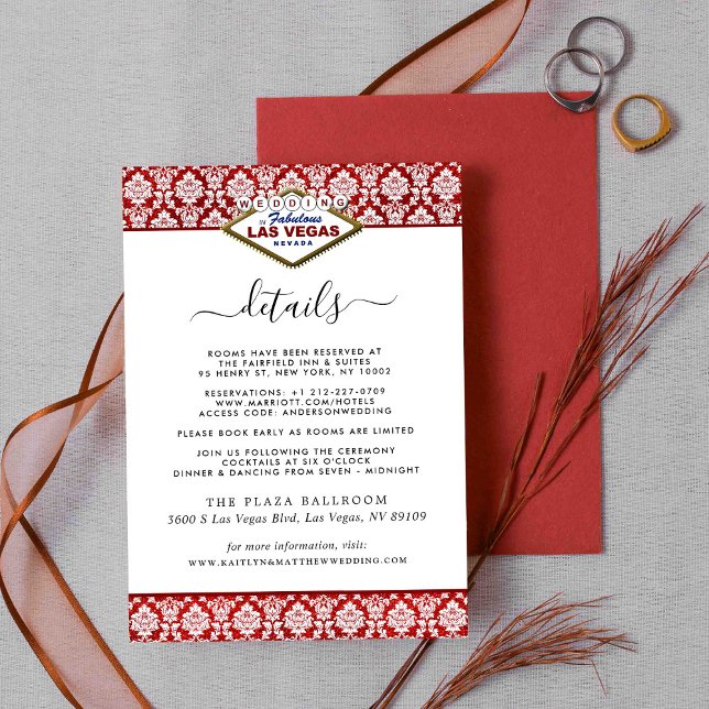 The Glitter Damask Las Vegas Wedding Collection Enclosure Card (Creator Uploaded)