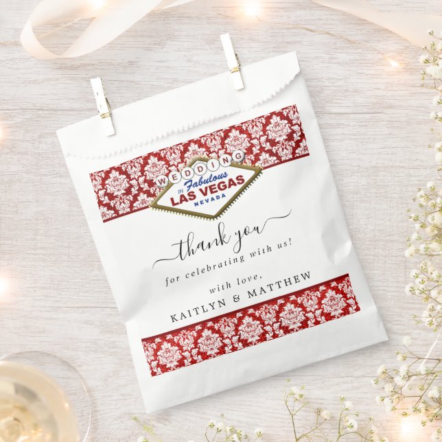 The Glitter Damask Las Vegas Wedding Collection Favour Bags (Clipped)