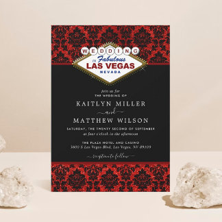 The Glitter Damask Las Vegas Wedding Collection Invitation