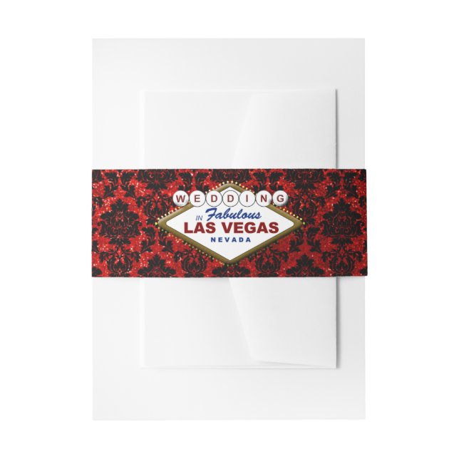 The Glitter Damask Las Vegas Wedding Collection Invitation Belly Band (Front Example)