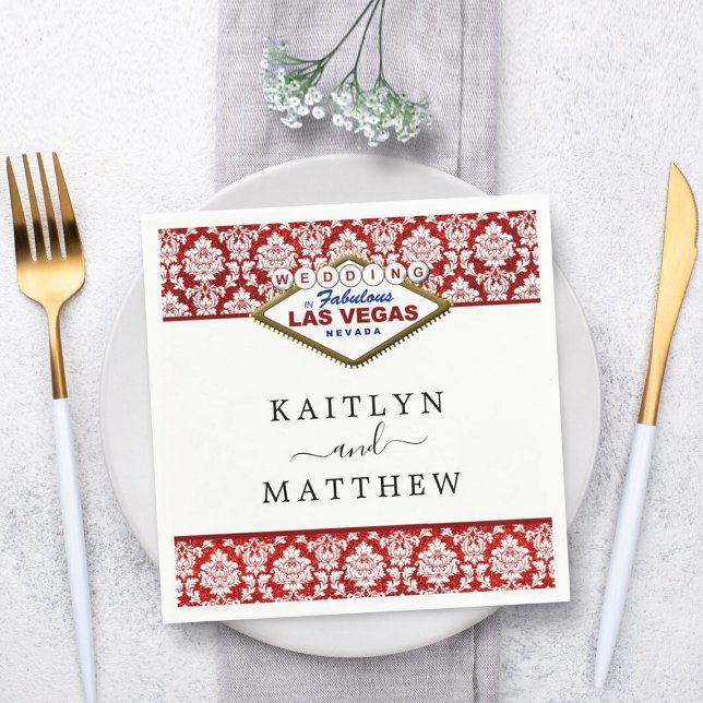 The Glitter Damask Las Vegas Wedding Collection Napkin (Creator Uploaded)