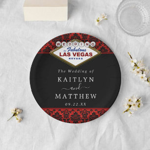 The Glitter Damask Las Vegas Wedding Collection Paper Plate