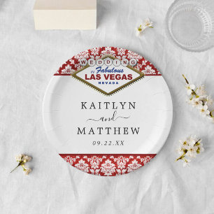 The Glitter Damask Las Vegas Wedding Collection Paper Plate