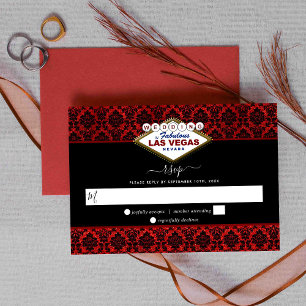 The Glitter Damask Las Vegas Wedding Collection RSVP Card