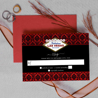 The Glitter Damask Las Vegas Wedding Collection RSVP Card