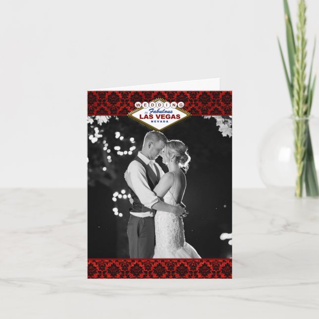 The Glitter Damask Las Vegas Wedding Collection Thank You Card (Front)