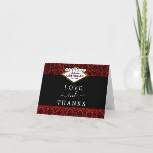 The Glitter Damask Las Vegas Wedding Collection Thank You Card