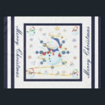 The Glittery Christmas Snowman - Tablecloth<br><div class="desc">This design features a white and blue snowflake, a golden tree, coloured snowflakes and lots of snowmen dressed for a cold Christmas season. A glitter was added to this design. A white backround was added along with a blue border. Merry christmas was added to this design. This table cover comes...</div>