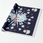 The Glittery Christmas Snowman - Wrapping Paper<br><div class="desc">This design features a white and blue snowflake,  coloured snowflakes and lots of snowmen dressed for a cold Christmas season. A glitter was added to this design. This Christmas gift wrap comes in assortment of colours,  styles and sizes.</div>