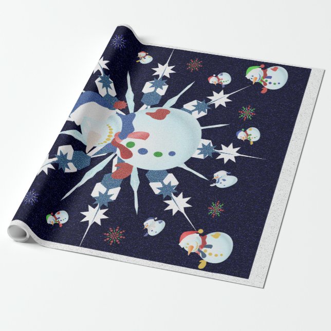 The Glittery Christmas Snowman - Wrapping Paper (Unrolled)