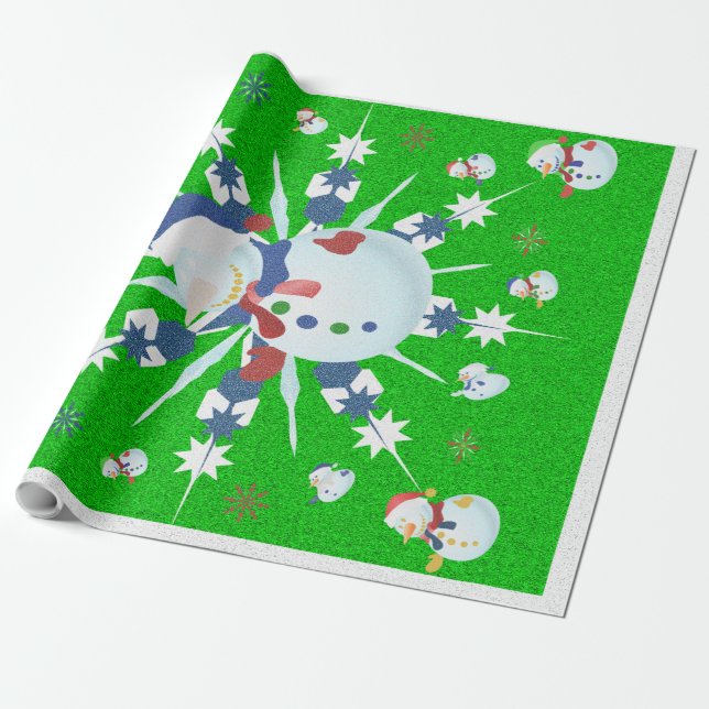 The Glittery Christmas Snowman - Wrapping Paper (Unrolled)