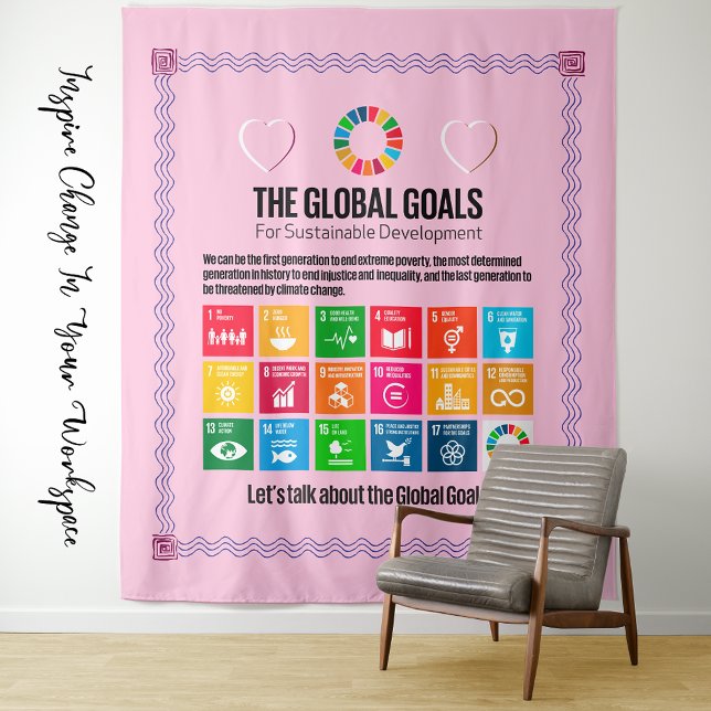 The Global Goals Mega Motivational Inspiring Gifts Tapestry (Large-Format Educational Mural Advocacy Wall Art Tapestry Gift for Him Her ESG Office Classroom etc.)