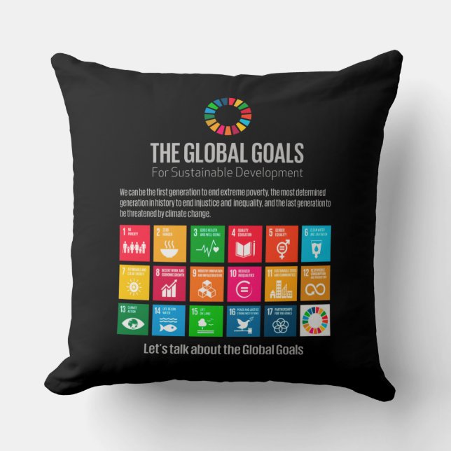The Global Goals UN SDG 2030 Throw Pillow (Front)