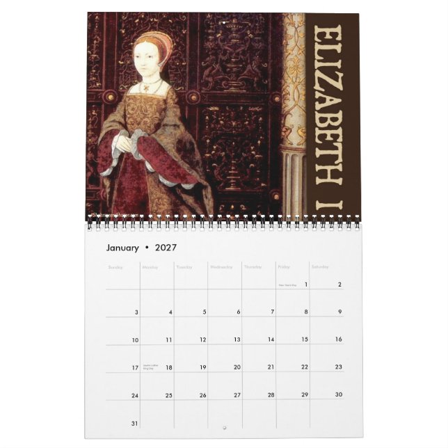 The Glorious Age of Elizabeth I Wall Calendar (Jan 2027)