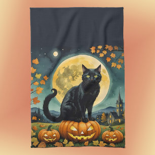 The Glowing Eyes of Halloween Tea Towel