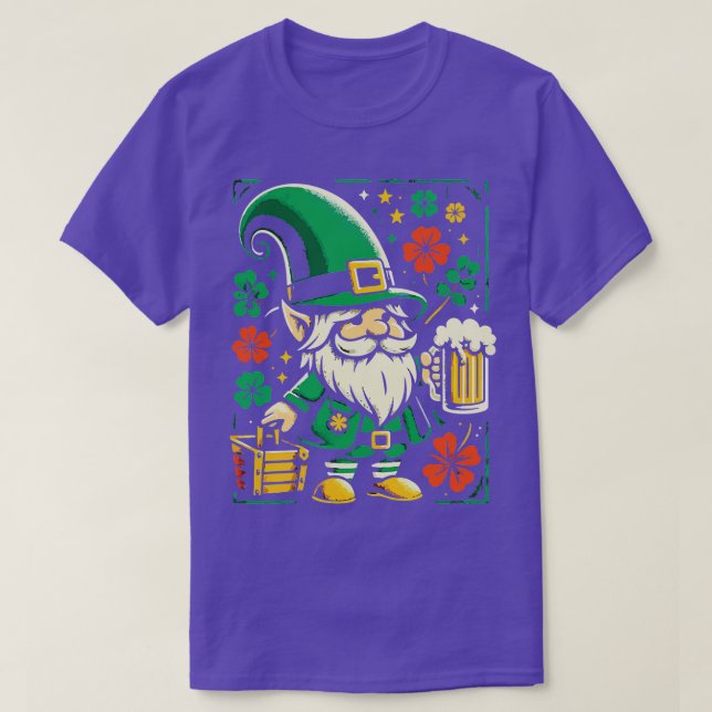The Gnome with a St Paddys Day Pint T-Shirt (Design Front)
