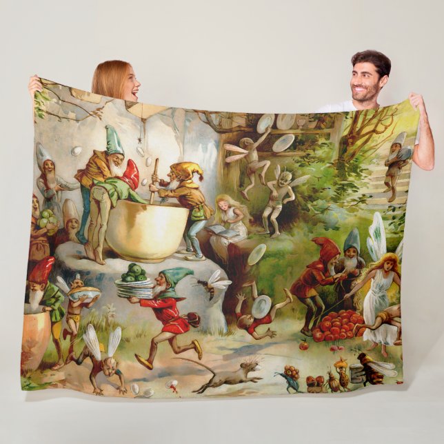 The Gnomes' Kitchen – 1895 Fleece Blanket (In Situ)