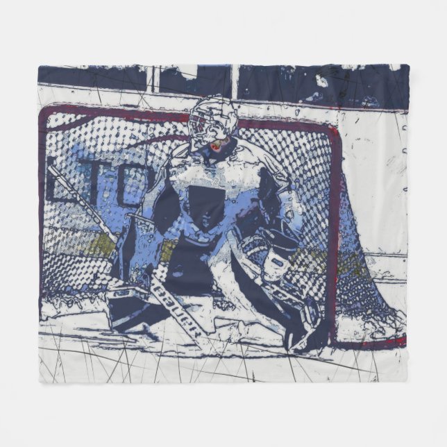 The Goal Keeper - Ice Hockey Goalie Fleece Blanket (Front (Horizontal))