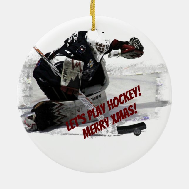 The Goaltender - Hockey Player Ceramic Ornament (Back)