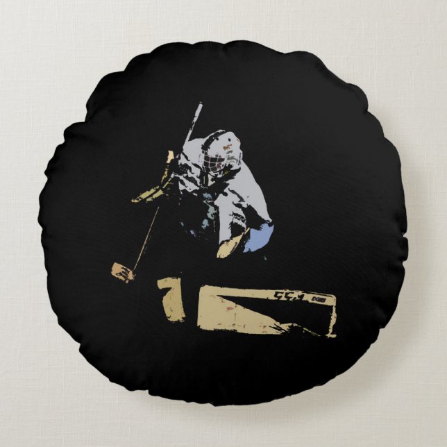 The Goaltender - Hockey Player Round Cushion (Front)