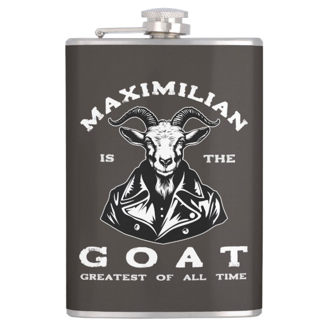 The GOAT (Greatest Of All Time) With Your Name Hip Flask (Front)
