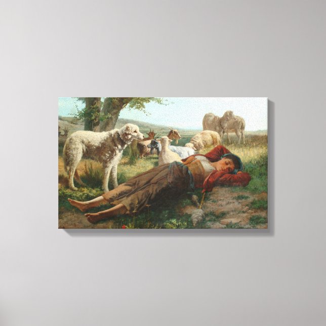 The Goatherder Girl's Siesta (by Carlo Ademollo) Canvas Print (Front)