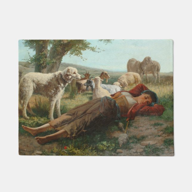 The Goatherder Girl's Siesta (by Carlo Ademollo) Doormat (Front)