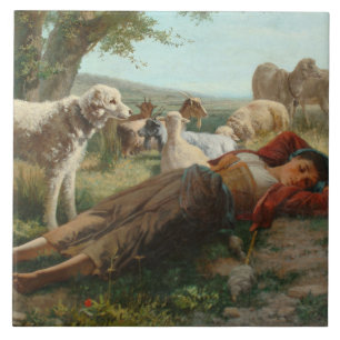 The Goatherder Girl's Siesta (by Carlo Ademollo) Tile