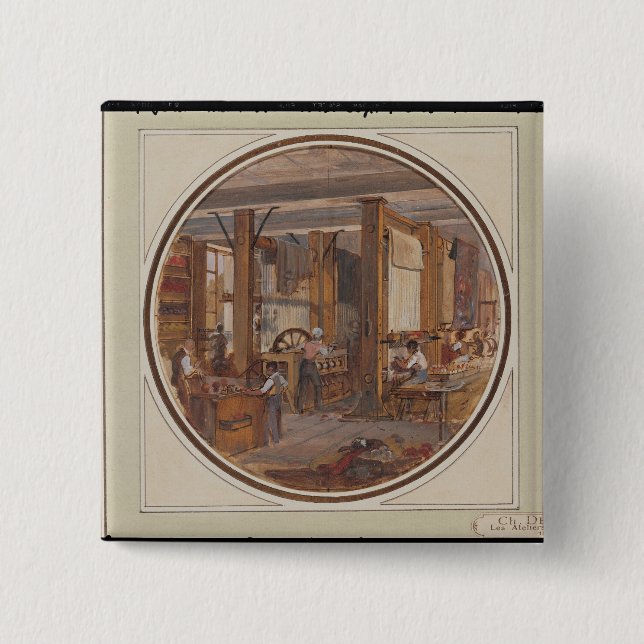 The Gobelins Workshop, 1840 15 Cm Square Badge (Front)