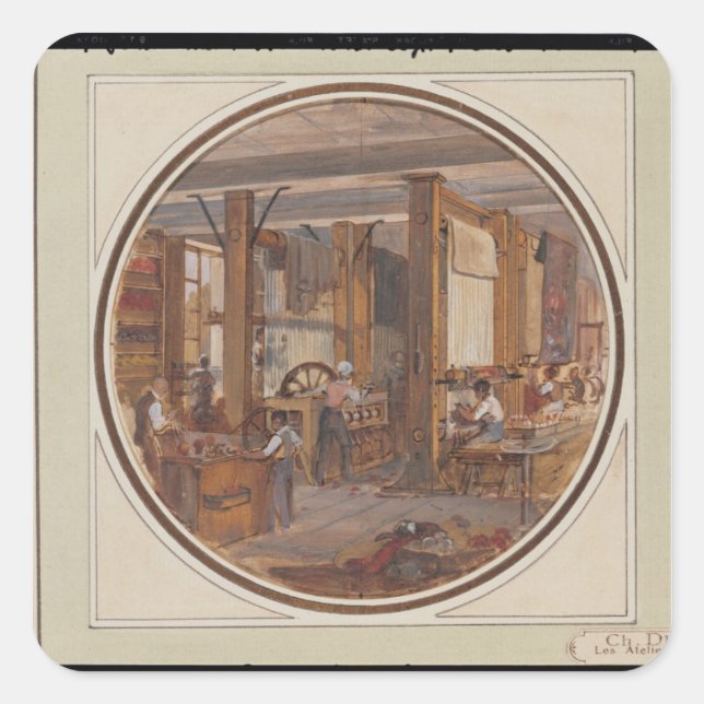 The Gobelins Workshop, 1840 Square Sticker (Front)