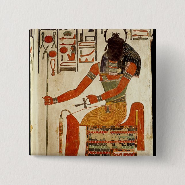 The god, Khepri, from the Tomb of Nefertari 15 Cm Square Badge (Front)