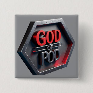 The God Of POD (Print On Demand) 15 Cm Square Badge