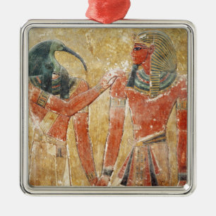 The god Thoth with Seti I  in the Tomb of Seti Metal Tree Decoration
